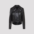 Balenciaga Women's Biker Jacket in black lambskin leather - front view