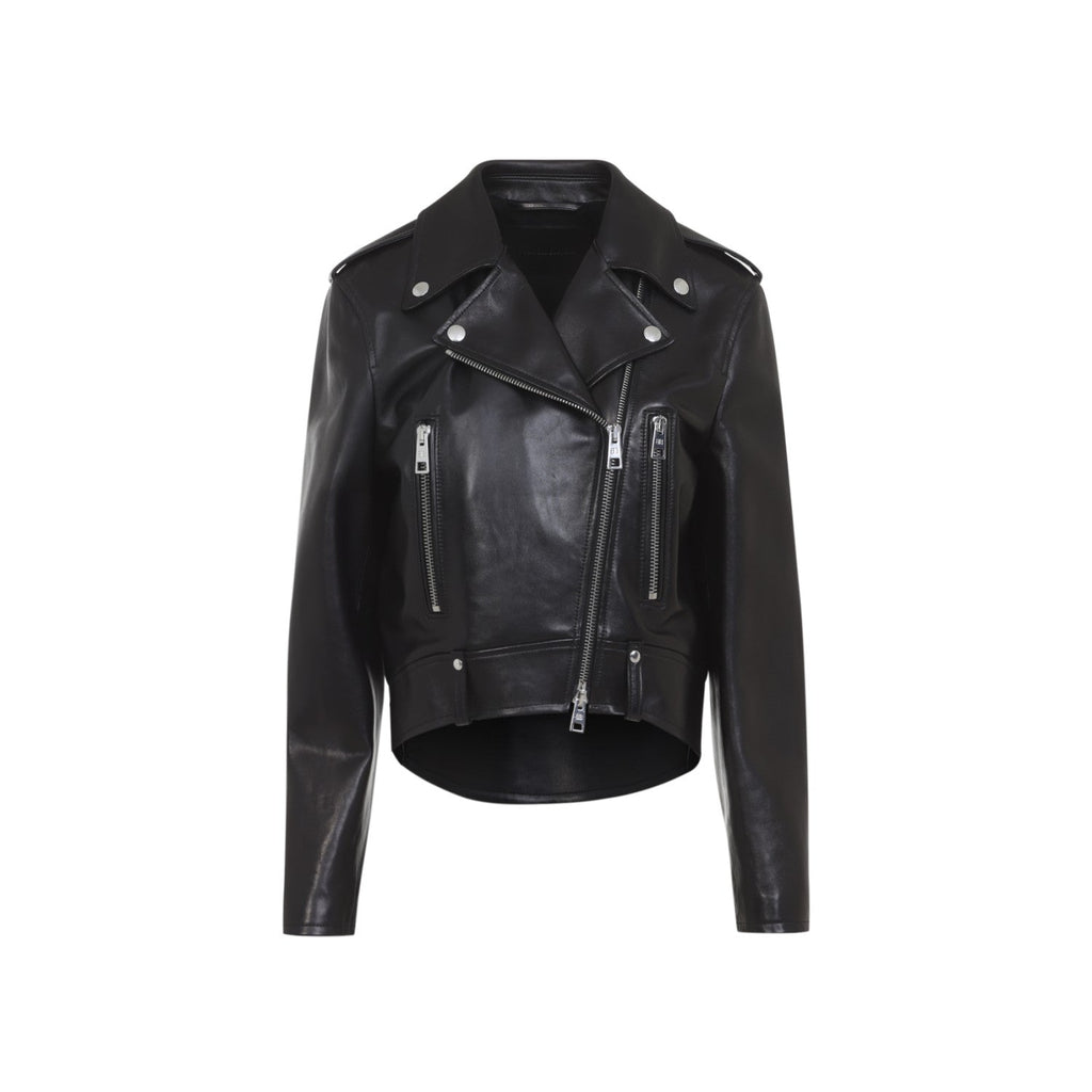 Balenciaga Women's Biker Jacket in black lambskin leather - side view