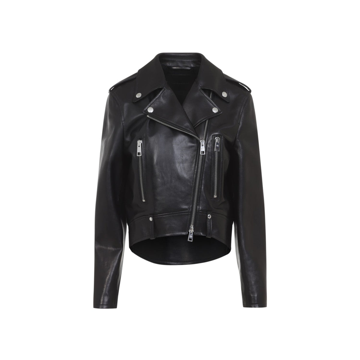 Balenciaga Women's Biker Jacket in black lambskin leather - side view