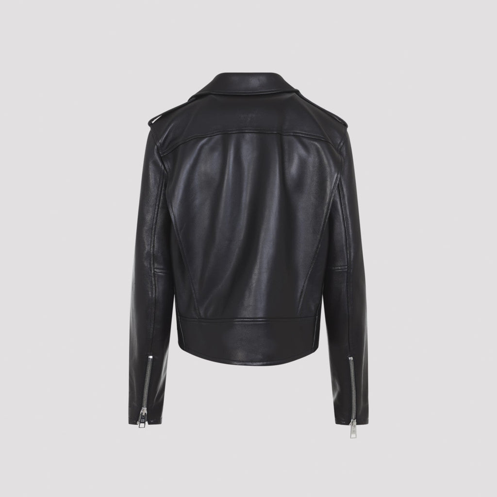 Balenciaga Women's Biker Jacket in black lambskin leather - detail
