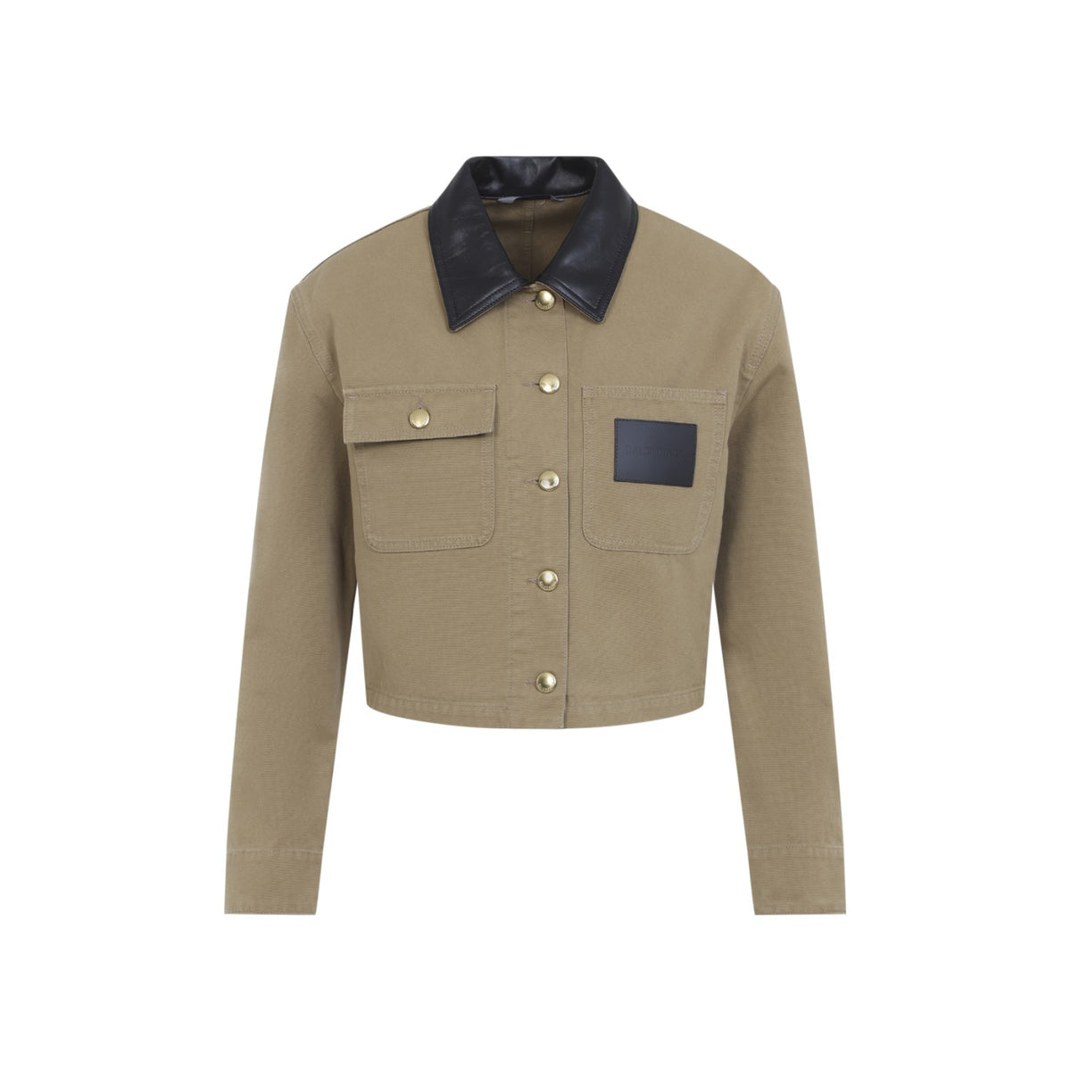 Balenciaga Women's Cropped Workwear Jacket in beige cotton - side view