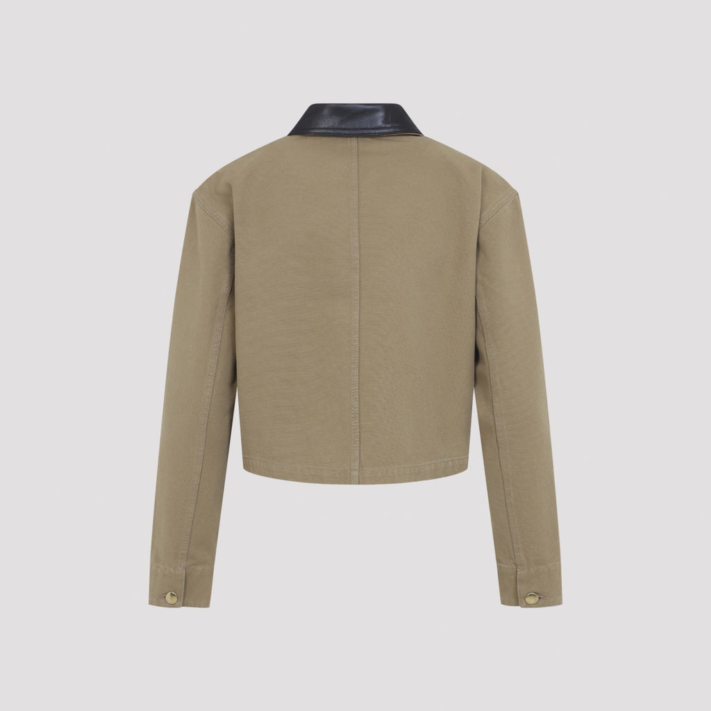 Balenciaga Women's Cropped Workwear Jacket in beige cotton - detail