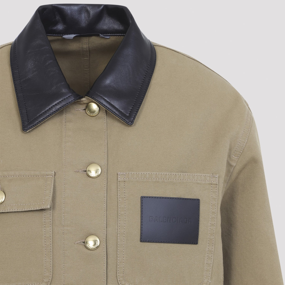 Balenciaga Women's Cropped Workwear Jacket in beige cotton - back view