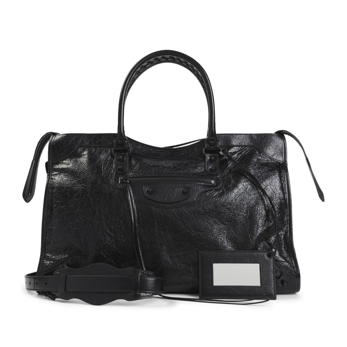 Balenciaga Le City Bag L in black lambskin leather - side view