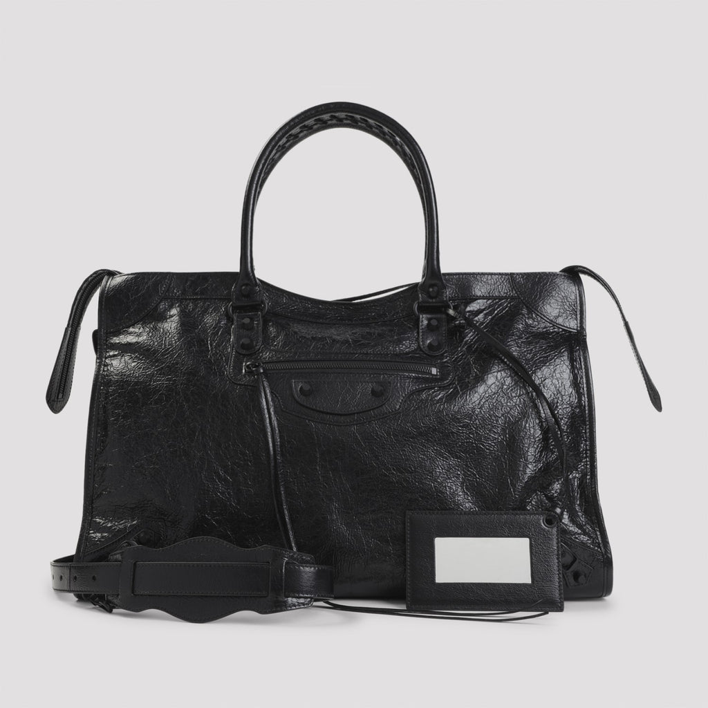 Balenciaga Le City Bag L in black lambskin leather - detail