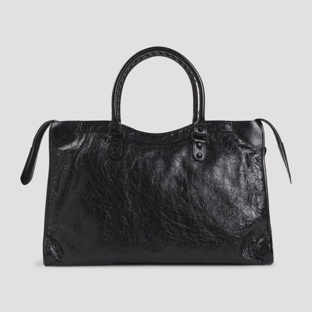 Balenciaga Le City Bag L in black lambskin leather - interior and hardware