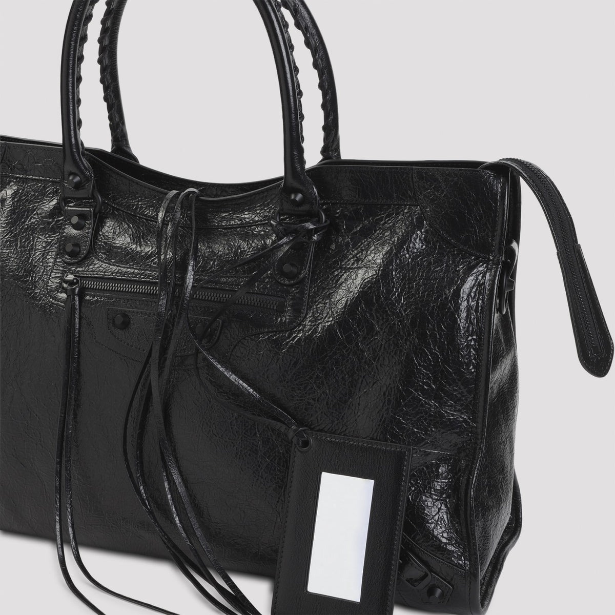 Balenciaga Le City Bag L in black lambskin leather - detail view