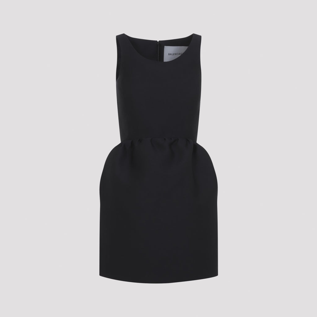 Balenciaga Women's Bell Dress in black wool blend - front view