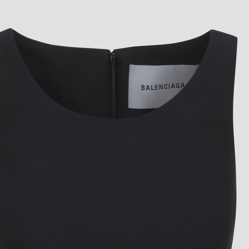Balenciaga Women's Bell Dress in black wool blend - silhouette detail