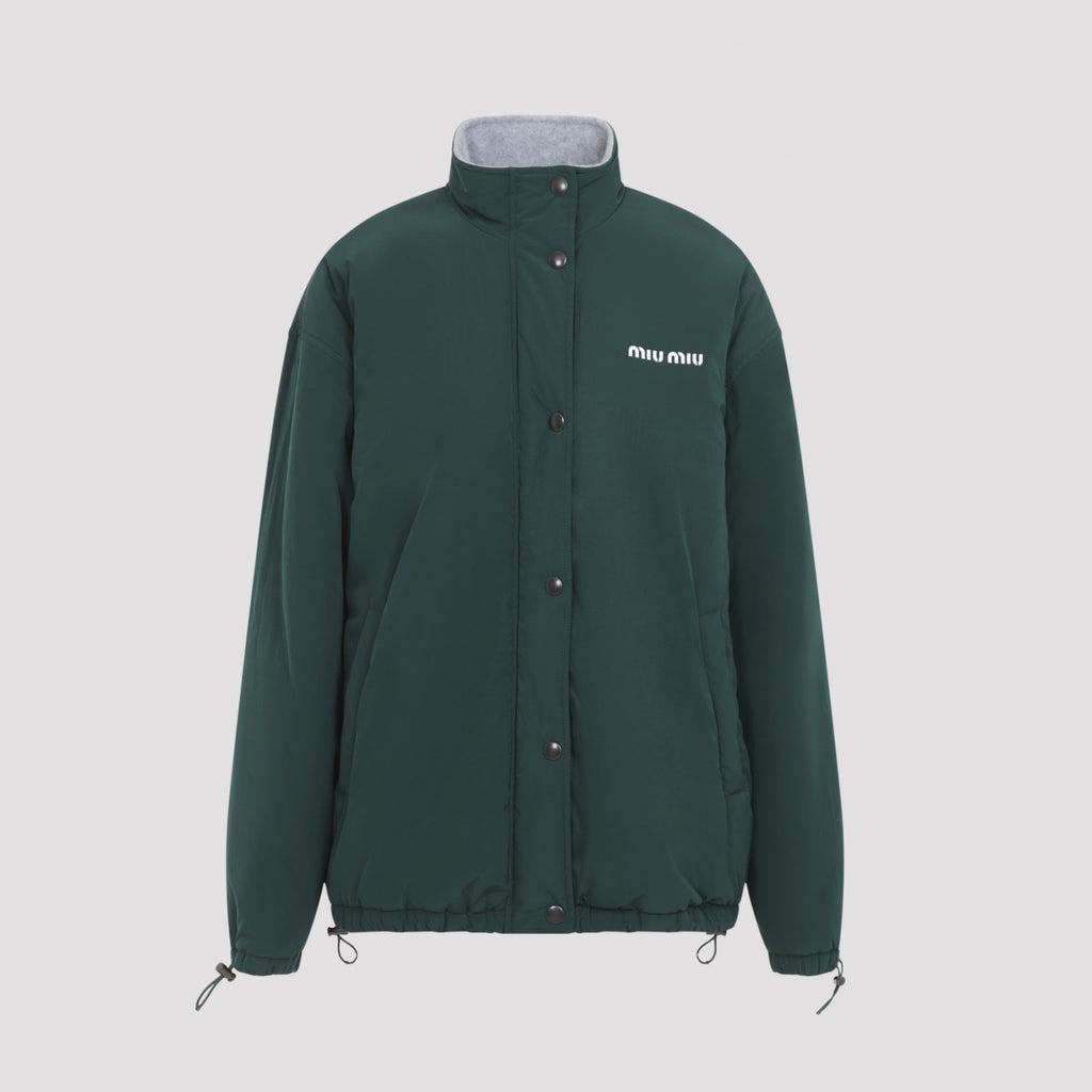 Miu Miu Women's Blouson Jacket in green technical fabric - front view