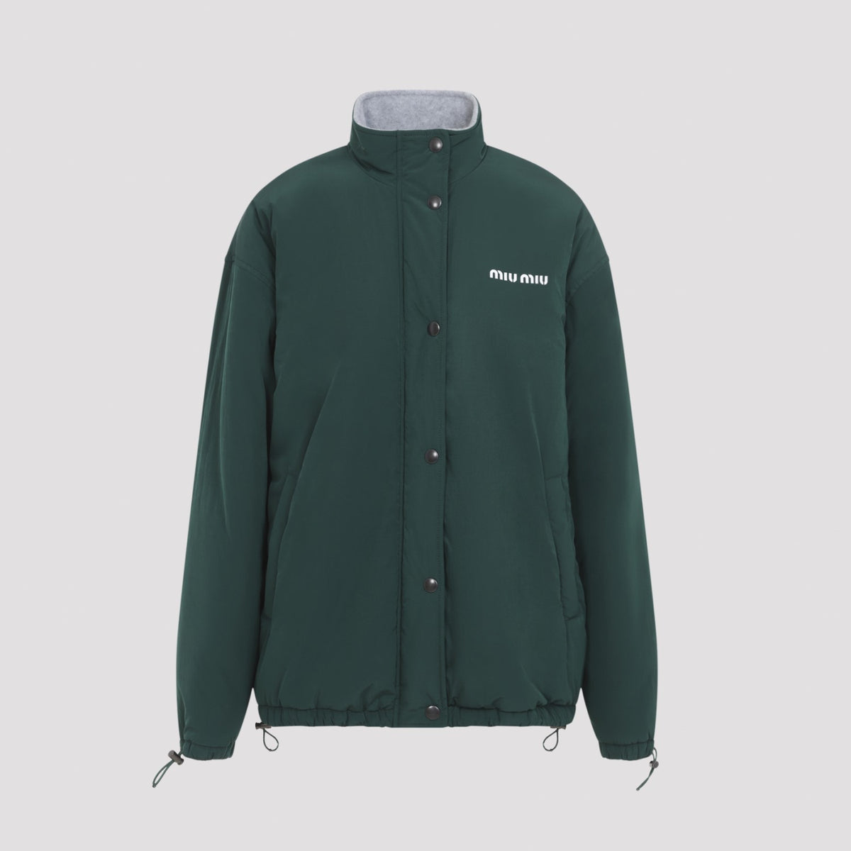 Miu Miu Women's Blouson Jacket in green technical fabric - front view