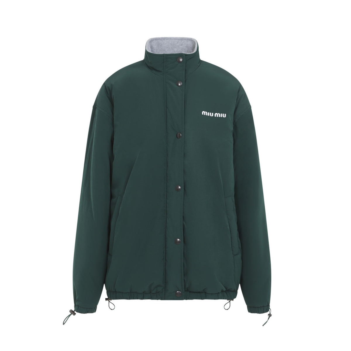 Miu Miu Women's Blouson Jacket in green technical fabric - side view