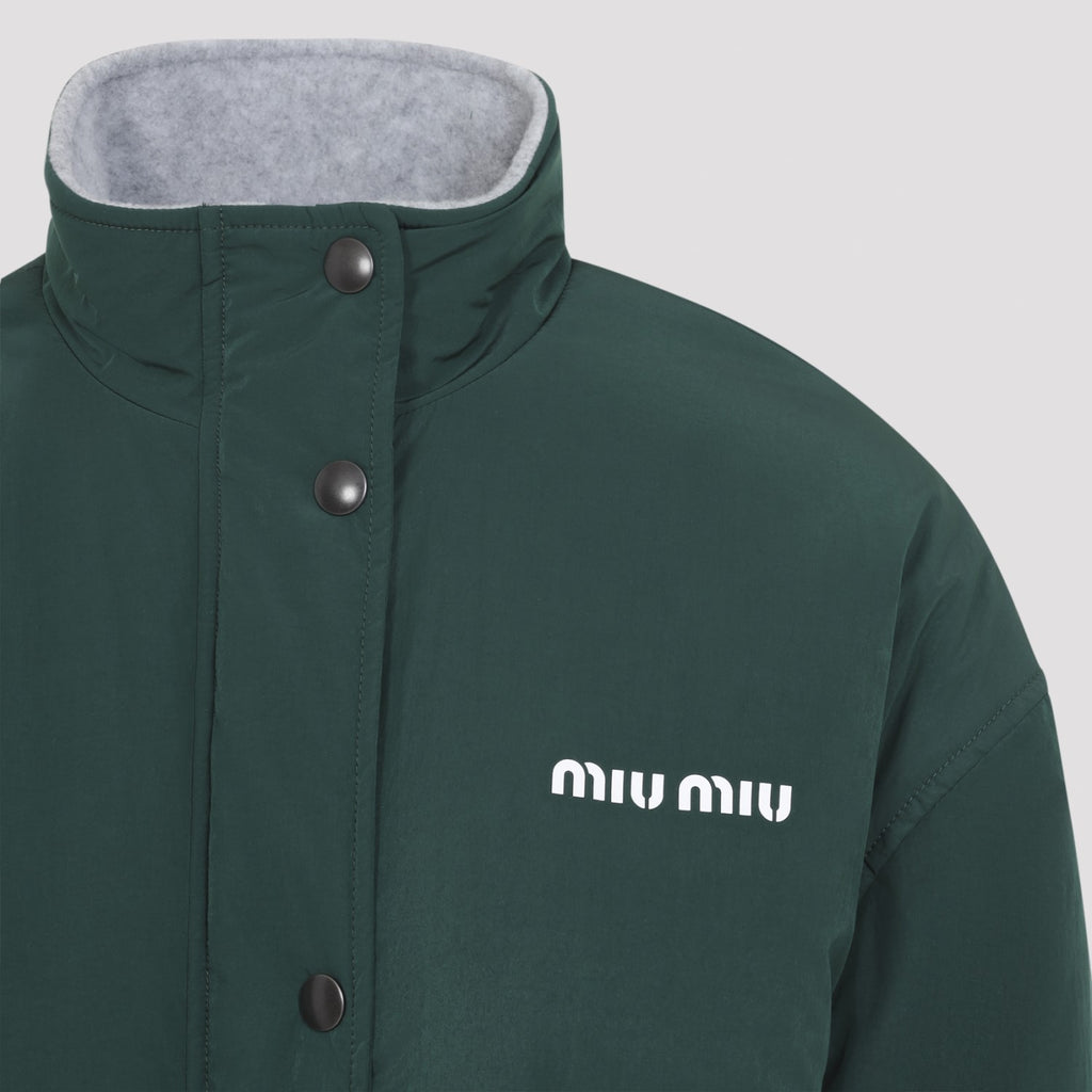 Miu Miu Women's Blouson Jacket in green technical fabric - detail