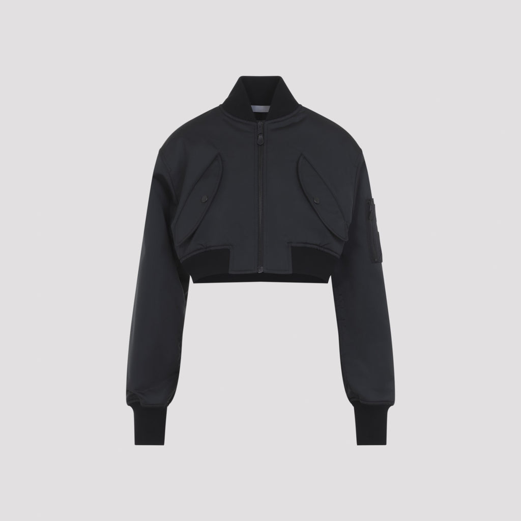 Balenciaga Women's Cropped Bomber in Black Polyester - view 3