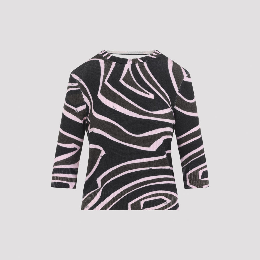 Pucci Women's Ls Knit Top in Khaki Pink Wool - view 1