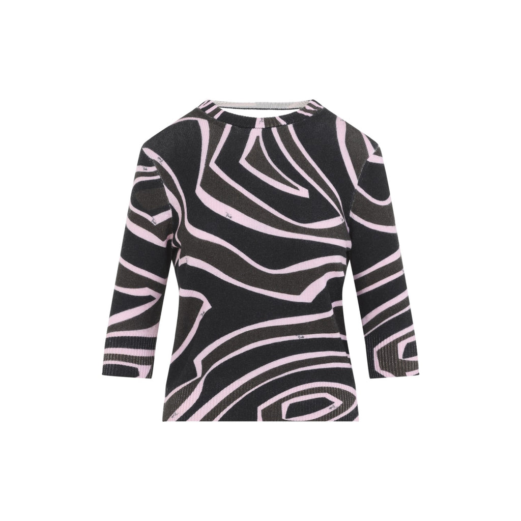 Pucci Women's Ls Knit Top in Khaki Pink Wool - view 2