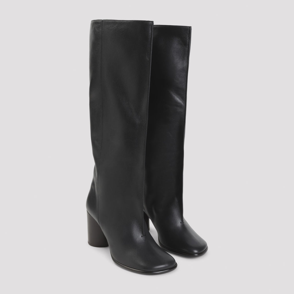Lemaire Women's Crease Sleeve Boots in Black Black Leather - view 5