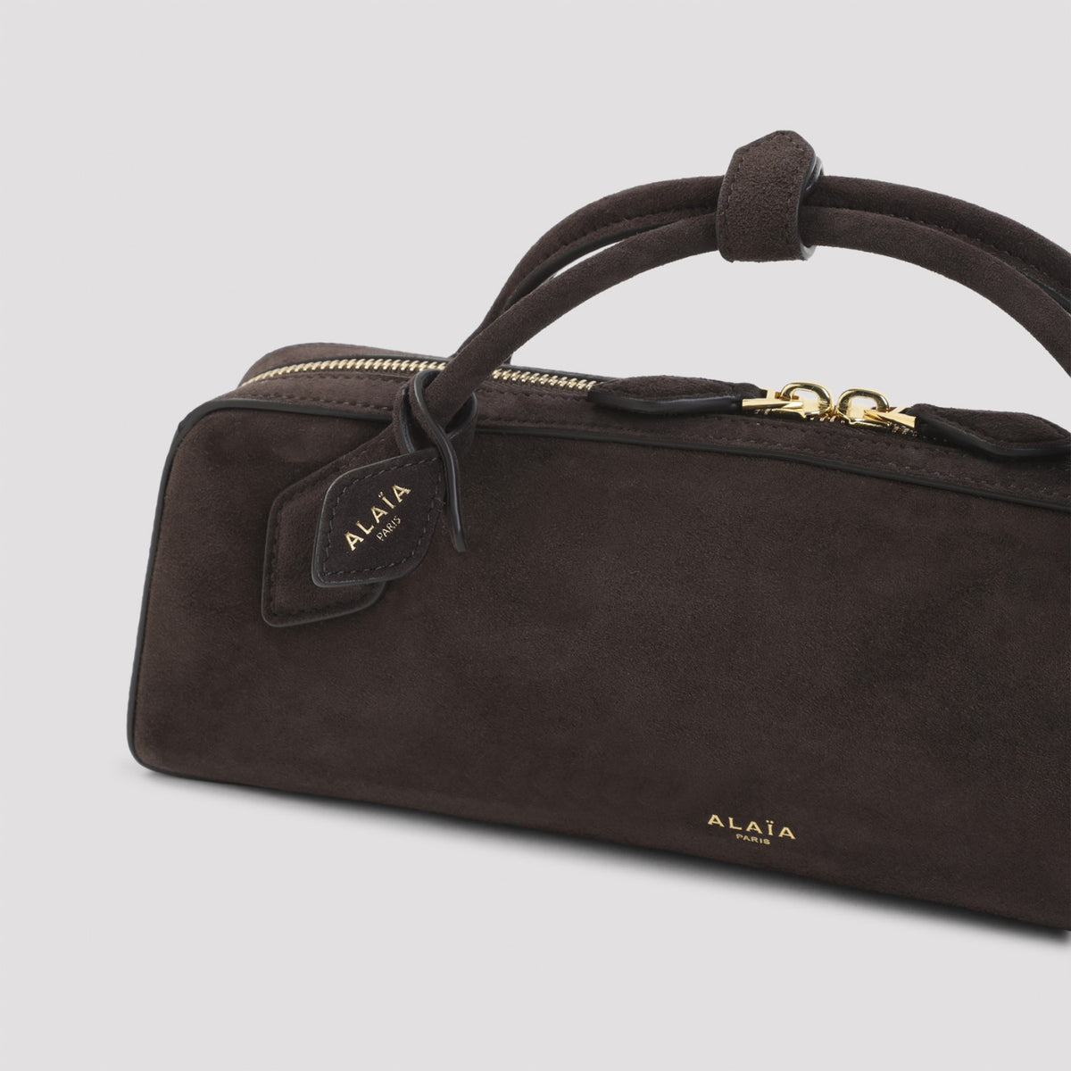 Alaia Women's Teckel Suede Clutch in Brun Fume Leather - view 5