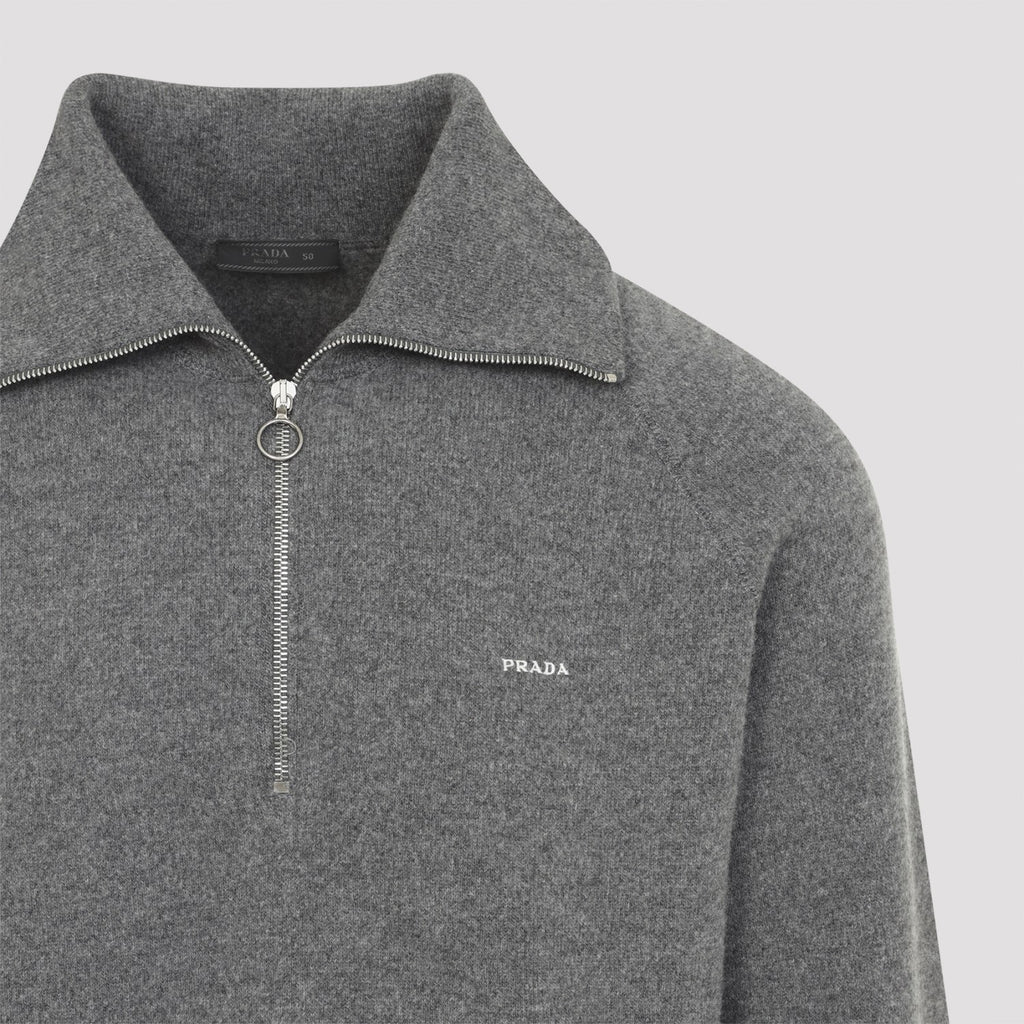Prada Men's Knit Polo in Ardesia Cashmere - view 5