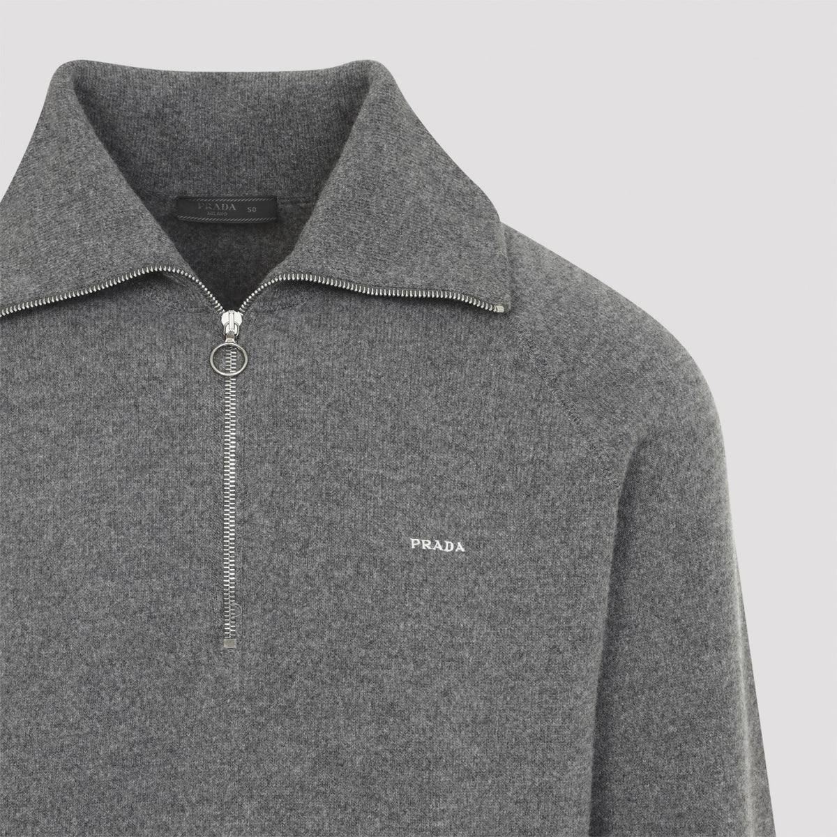 Prada Men's Knit Polo in Ardesia Cashmere - view 5