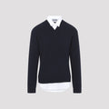 Balenciaga Men's Hybrid Shirt Jumper in Navy White Cotton - view 1