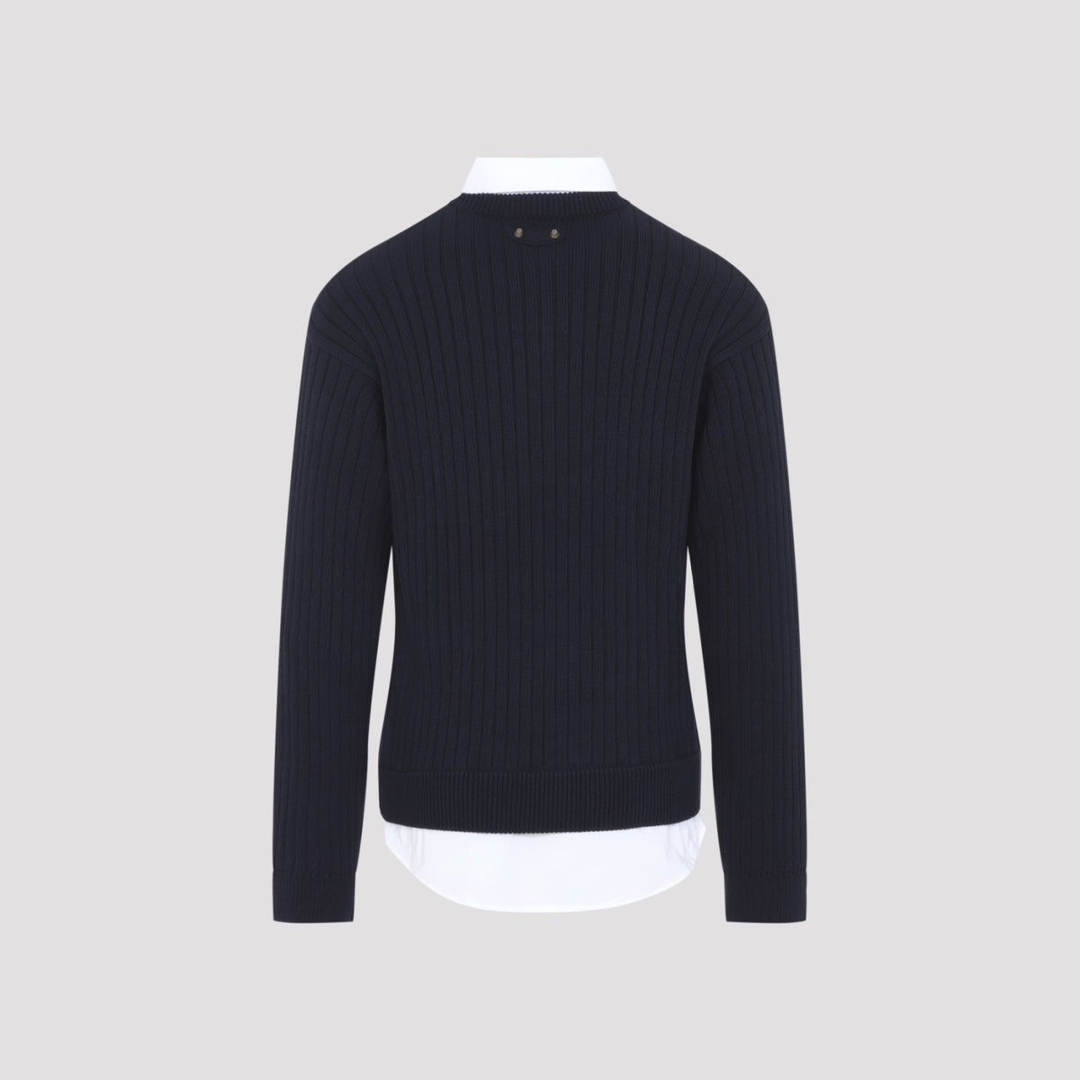 Balenciaga Men's Hybrid Shirt Jumper in Navy White Cotton - view 4
