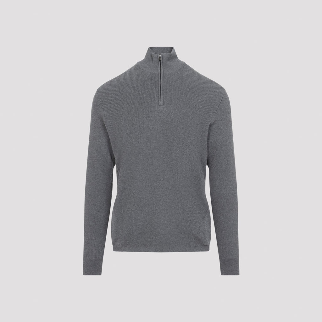 Sease Men's Waffle Half Zip Turtleneck in Graphite Grey - view 1
