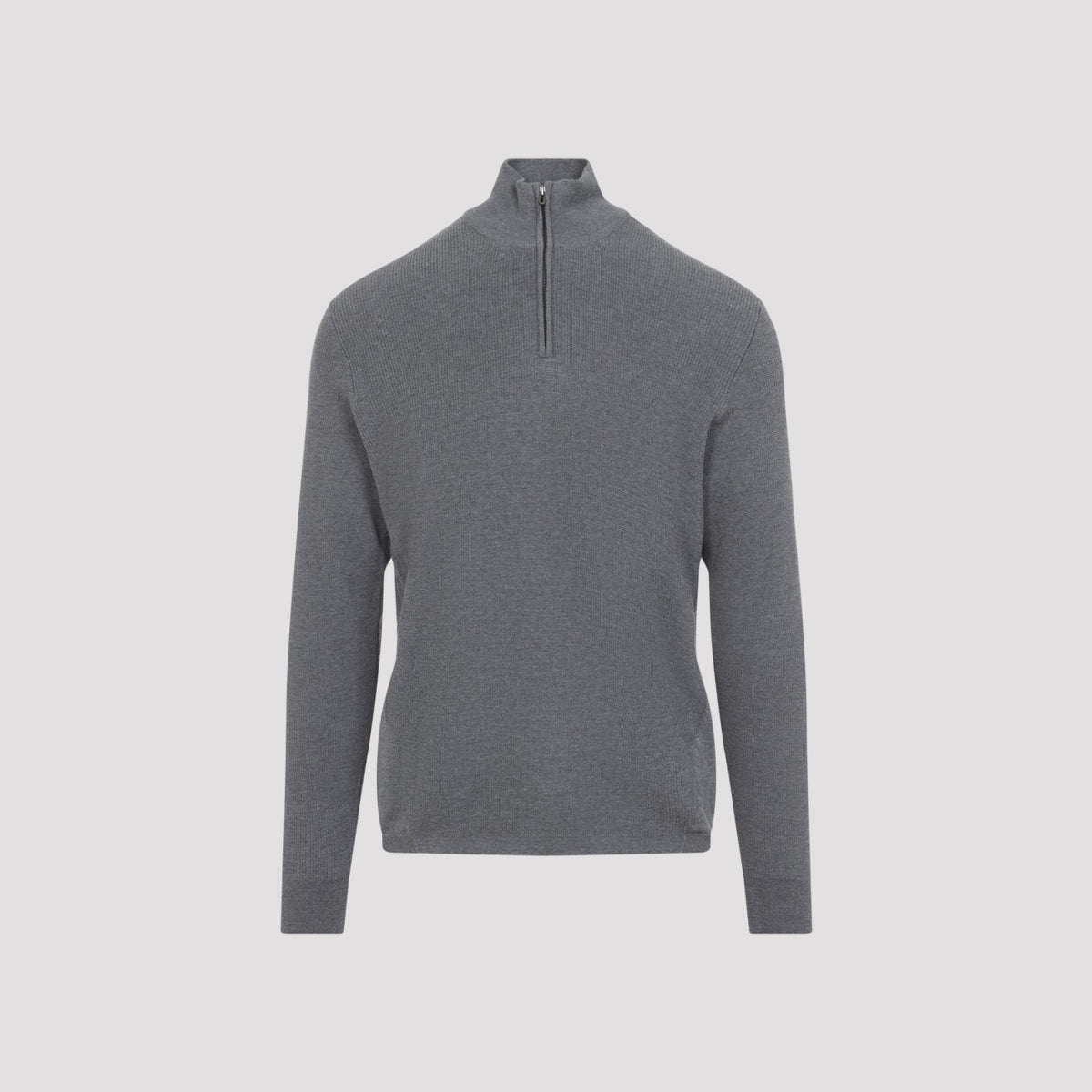 Sease Men's Waffle Half Zip Turtleneck in Graphite Grey - view 1