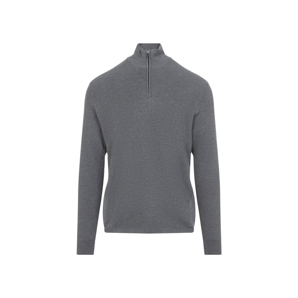 Sease Men's Waffle Half Zip Turtleneck in Graphite Grey - view 2