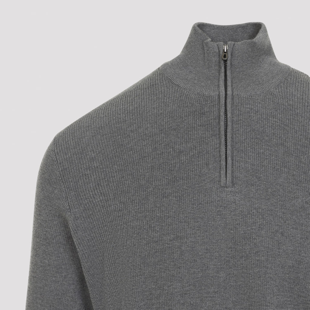 Sease Men's Waffle Half Zip Turtleneck in Graphite Grey - view 5
