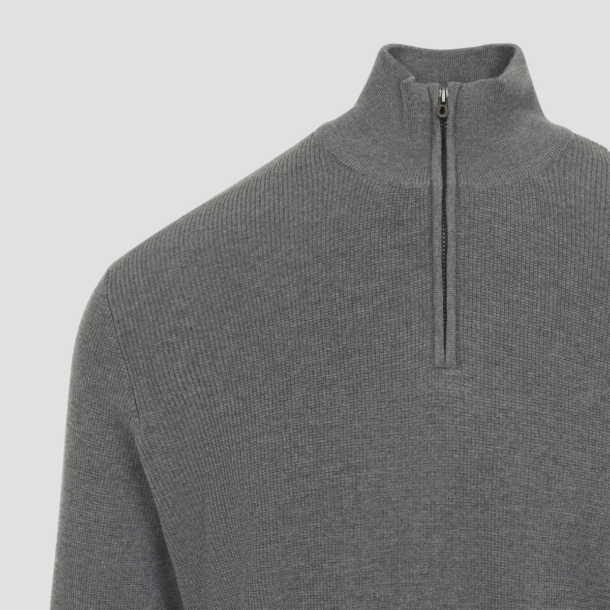 Sease Men's Waffle Half Zip Turtleneck in Graphite Grey - view 5