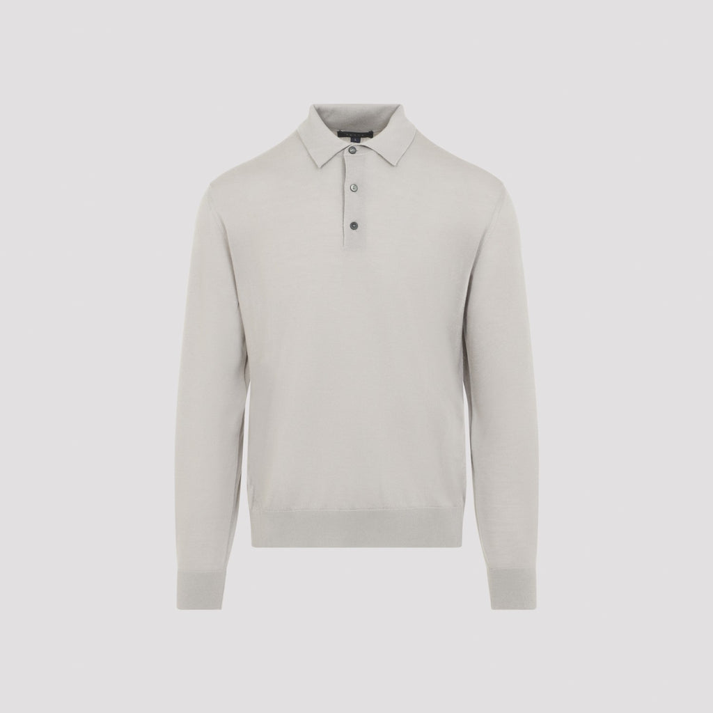 Sease Men's Fine Knit Neck Polo in Straw Cashmere - view 1