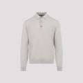 Sease Men's Fine Knit Neck Polo in Straw Cashmere - view 1
