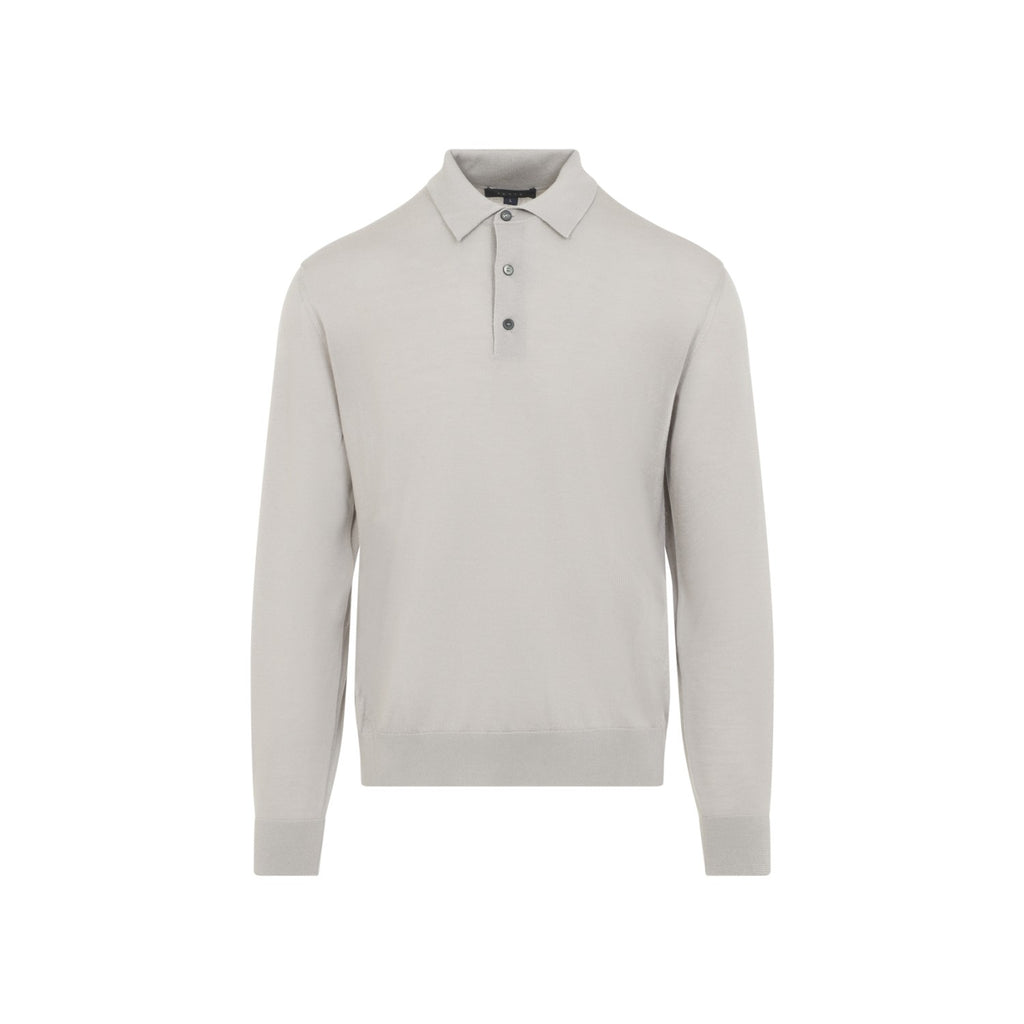 Sease Men's Fine Knit Neck Polo in Straw Cashmere - view 2