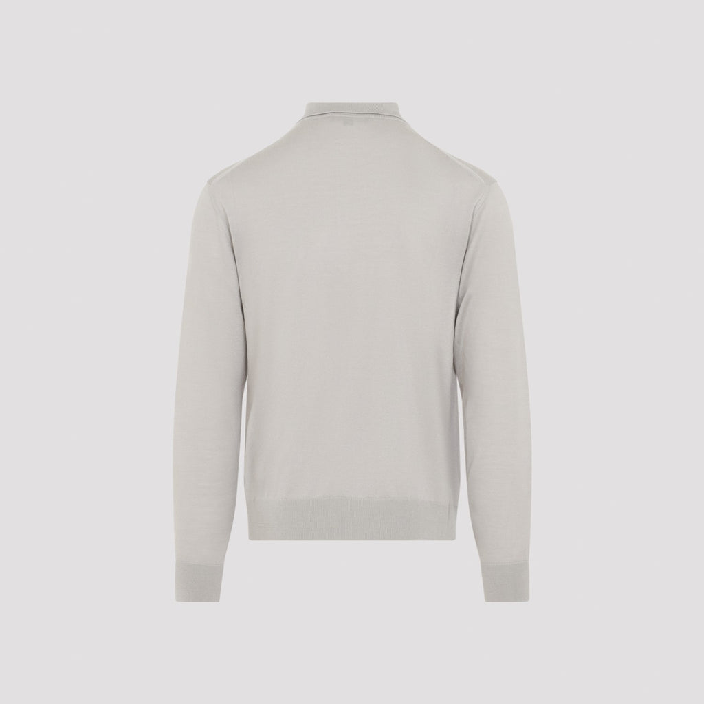 Sease Men's Fine Knit Neck Polo in Straw Cashmere - view 4