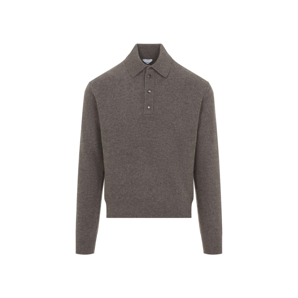Bottega Veneta Men's Knit Polo in Mudstone Melange - view 2
