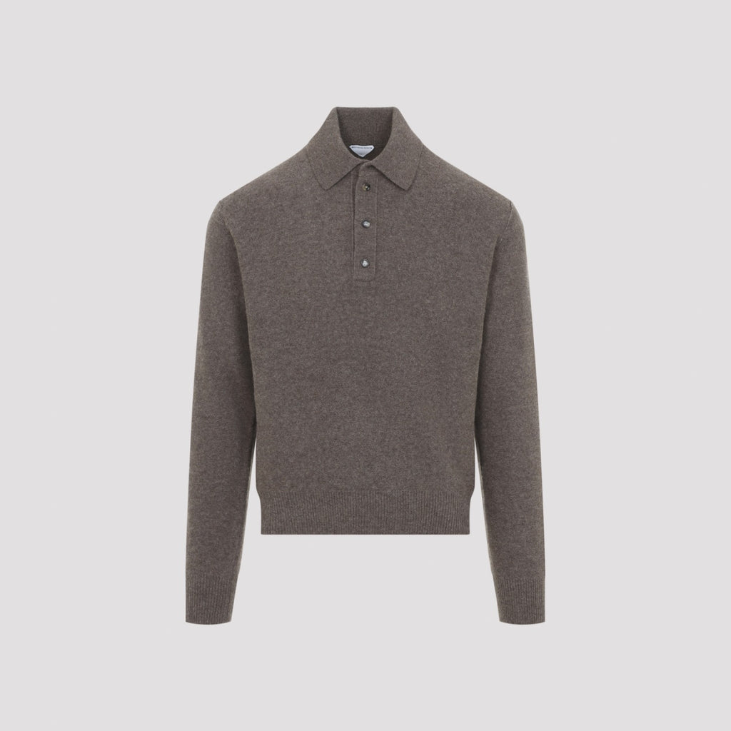 Bottega Veneta Men's Knit Polo in Mudstone Melange - view 3