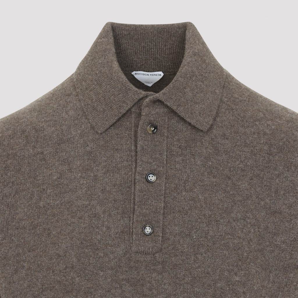 Bottega Veneta Men's Knit Polo in Mudstone Melange - view 5
