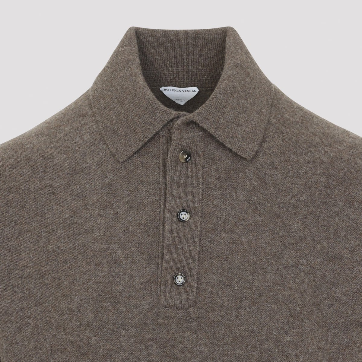 Bottega Veneta Men's Knit Polo in Mudstone Melange - view 5