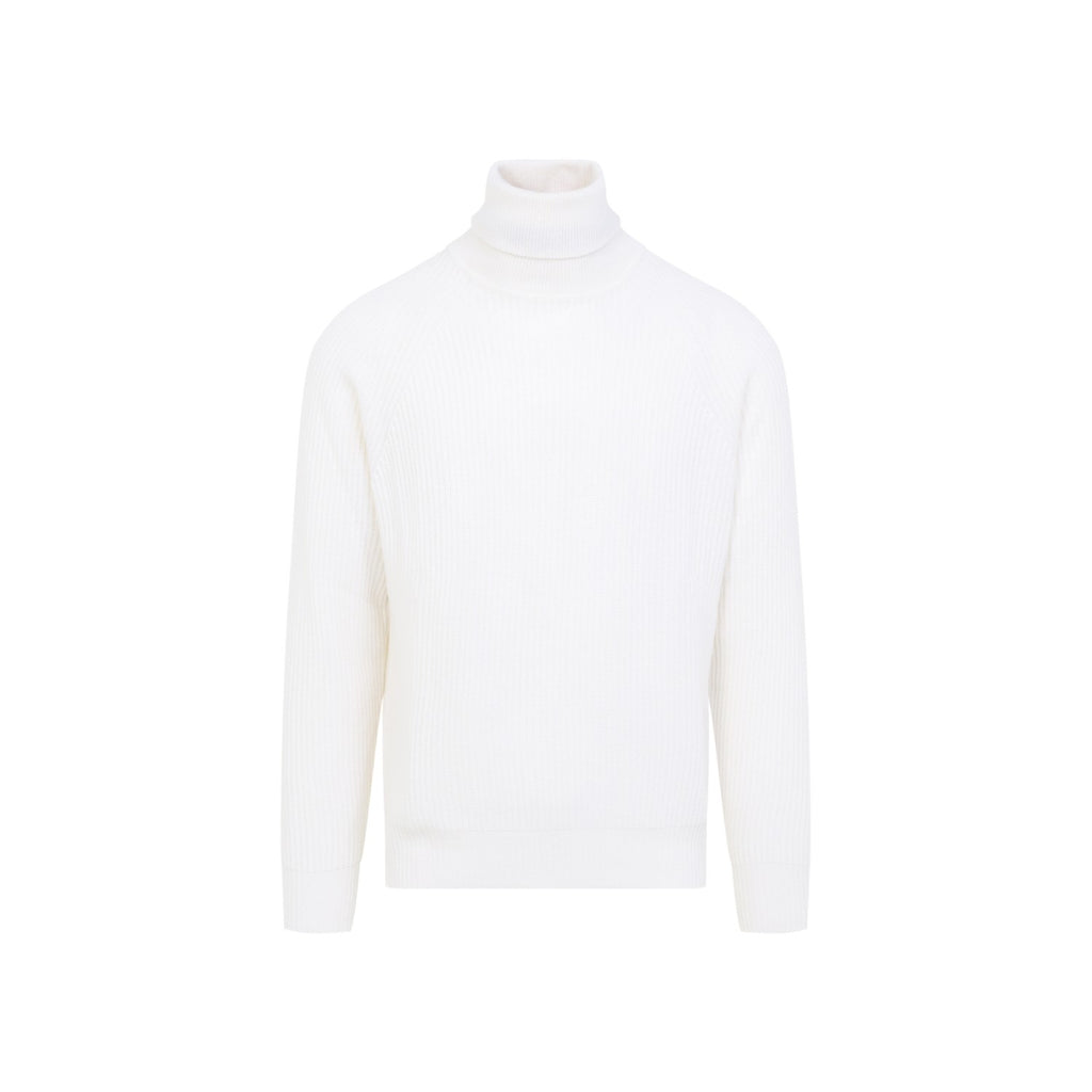 Canali Men's Turtleneck in White Cashmere - view 2