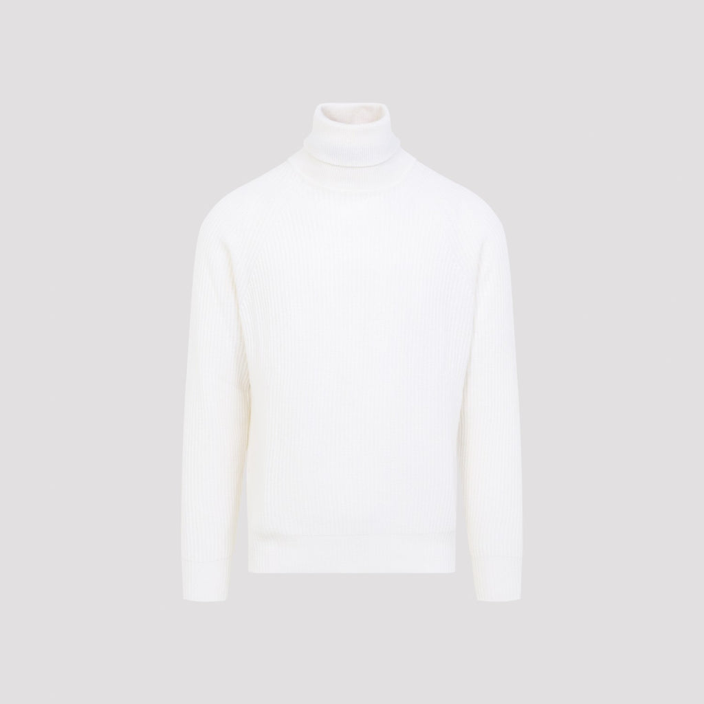 Canali Men's Turtleneck in White Cashmere - view 3