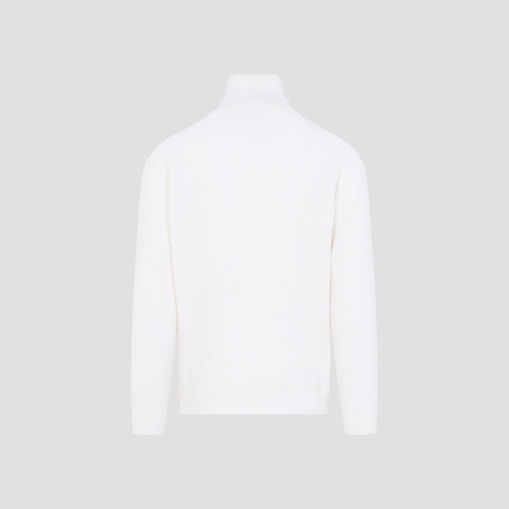 Canali Men's Turtleneck in White Cashmere - view 4