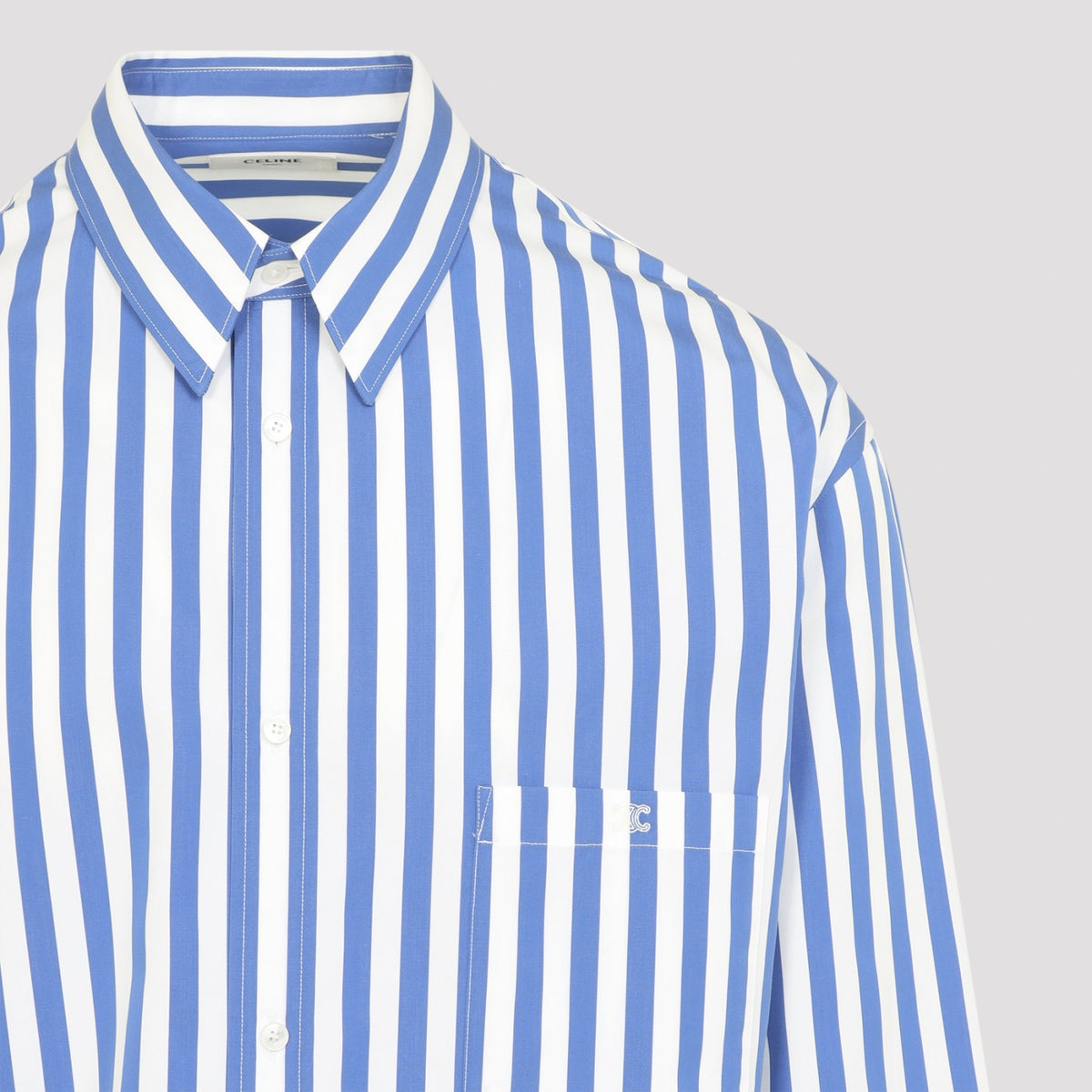 Celine Men's Cotton Relaxed Shirt in Blue - view 4