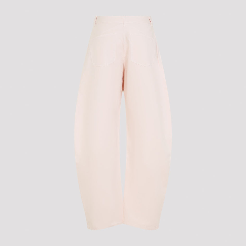 Alaia Women's Round Tinted Denim Trousers in Rose Pale - view 4