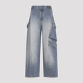 Alaia Women's Cargo Pants in Faded Blue Cotton - view 1