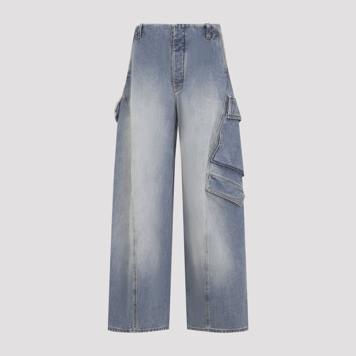 Alaia Women's Cargo Pants in Faded Blue Cotton - view 1