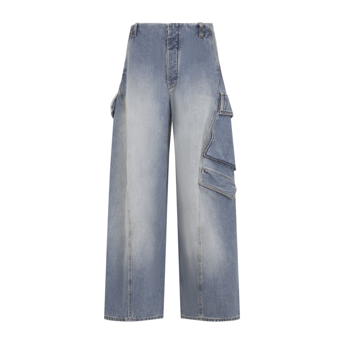 Alaia Women's Cargo Pants in Faded Blue Cotton - view 2