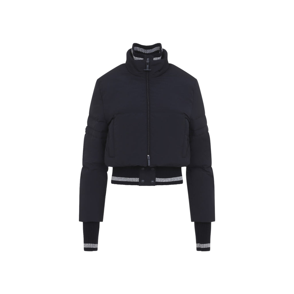 Thom Browne Women's Cropped Downfilled Front Zip in Navy - view 2