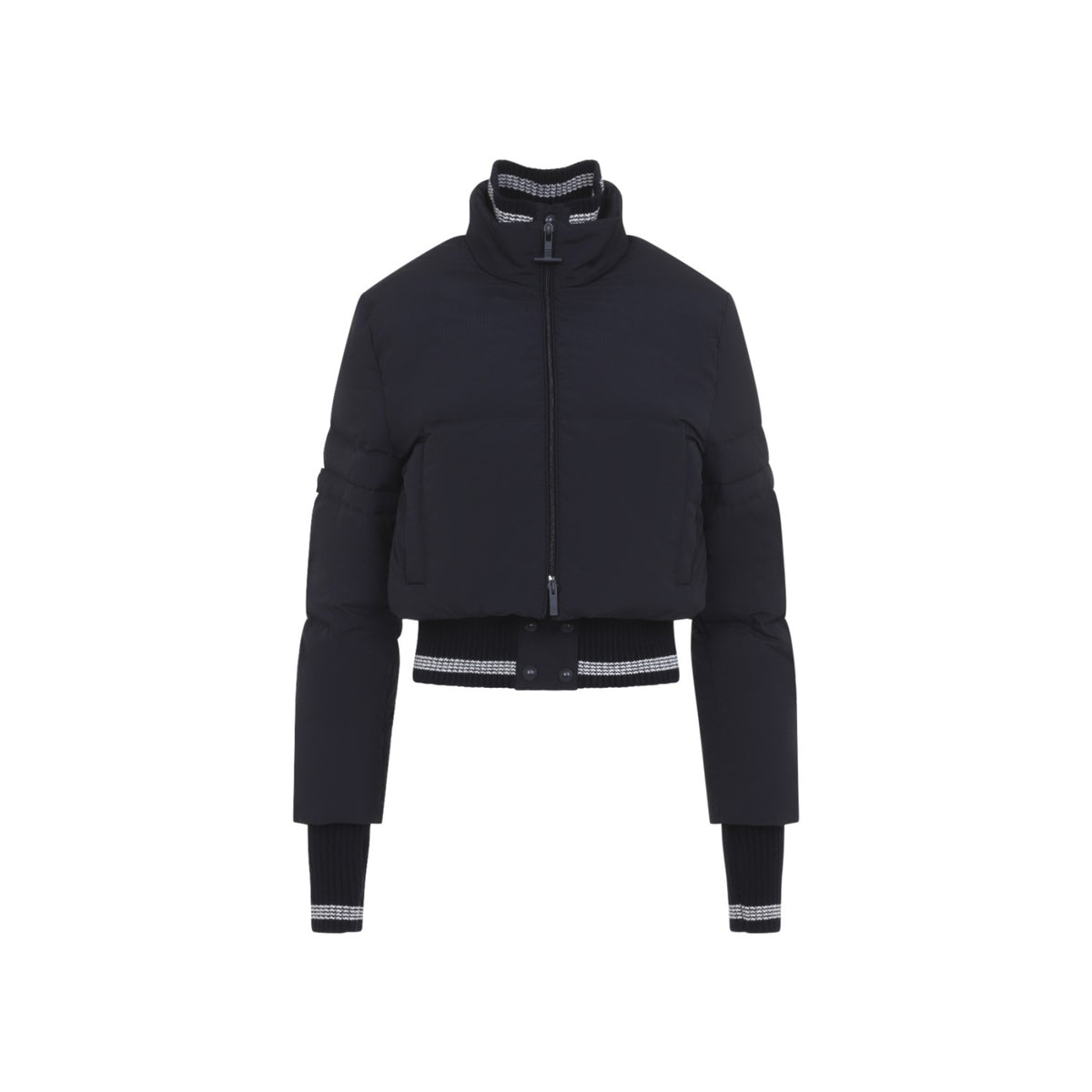 Thom Browne Women's Cropped Downfilled Front Zip in Navy - view 2