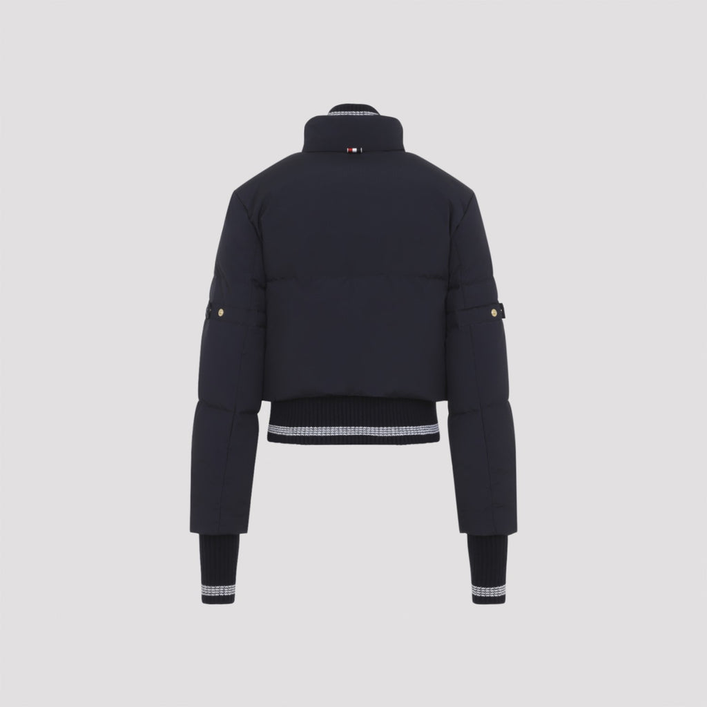 Thom Browne Women's Cropped Downfilled Front Zip in Navy - view 4